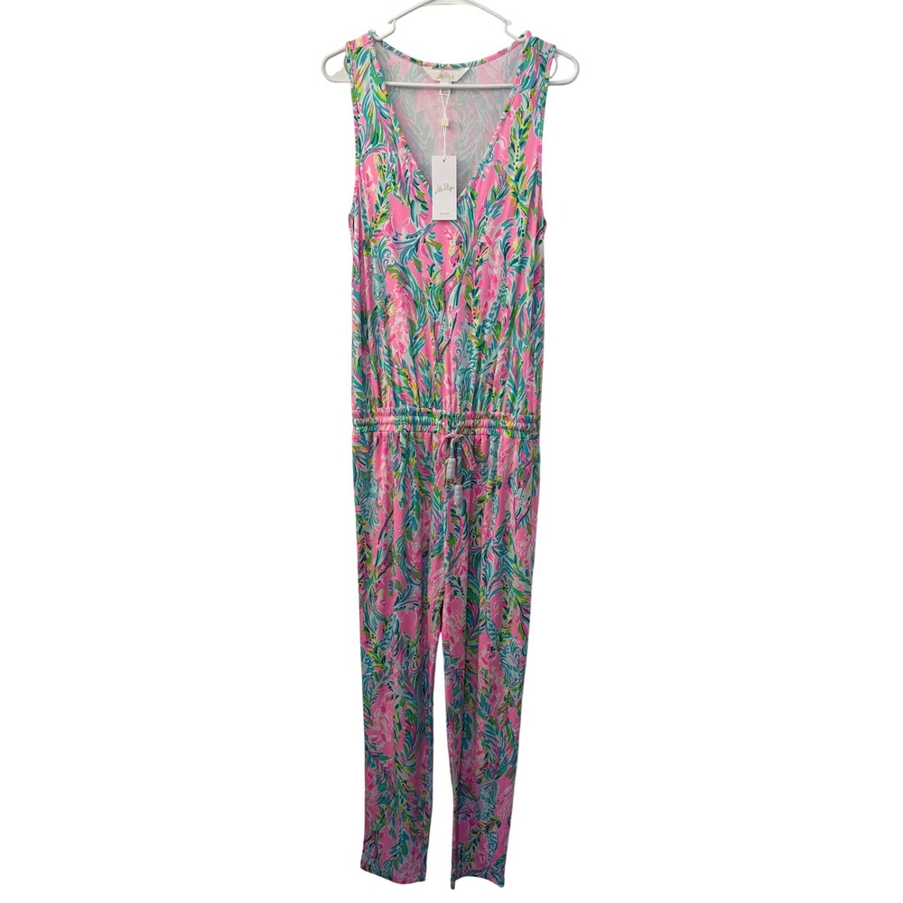 Lilly Pulitzer Paulina Jumpsuit Pink Unicorn of the Sea Tropical‎ Knit Small NWT